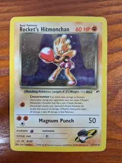 Rocket's Hitmonchan, 11/132 Gym Heroes, LP-MP, Pokemon TCG, Holo Rare - Image 1