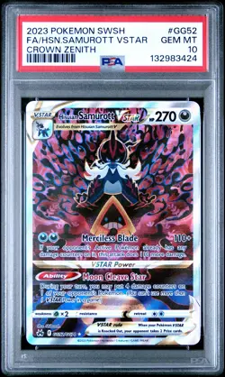 2023 POKEMON SWORD & SHIELD CROWN ZENITH FULL ART/HISUIAN SAMUROTT VSTAR PSA 10 - Image 1