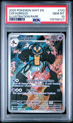 2025 POKEMON WHT EN-WHITE FLARE ILLUSTRATION RARE #123 COFAGRIGUS PSA 10 - Image 1