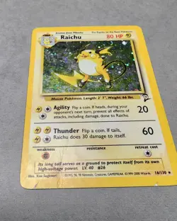 Pokemon TCG Raichu Base Set 2 16/130 Holo Unlimited Holo Rare WOTC SWIRL - Image 2