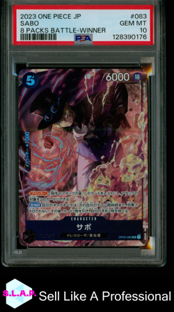 SABO 8 PACKS BATTLE-WINNER ONE PIECE JAPANESE PROMOS 2023 083 PSA 10 - Image 1