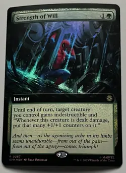 MTG Marvel’s Spider-Man Strength of Will Instant RARE FOIL #0267 - Image 1