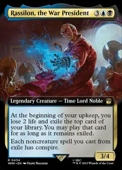 NM-Mint, English MTG Foil Rassilon, the War President - Foil - Extended Art Doct - Image 1