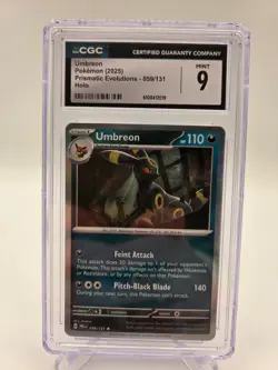 Pokemon Umbreon 2025 Prismatic Evolutions 59/131 Holo CGC 9 Mint - Image 1