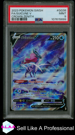 FA/SUICUNE V CROWN ZENITH POKEMON SWORD AND SHIELD CROWN ZENITH 2023 GG38 PSA 9 - Image 1