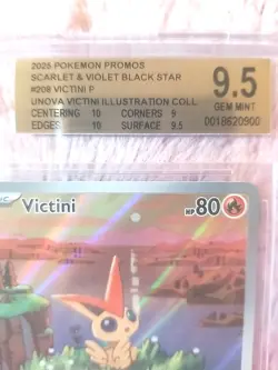 2025 POKEMON SVP EN-SV BLACK STAR PROMO #208 VICTINI BGS 9.5 GEM MINT PSA 10 CGC - Image 1