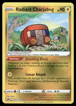 Pokemon Cards Radiant Charjabug 051/159 Crown Zenith Radiant Rare NM - Image 1