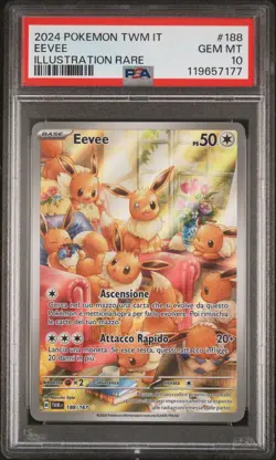 Pokemon PSA 10 Eevee #188 Crepuscolo Mascherato Illustration Rare 2024 Italiano - Image 2