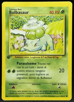 POKEMON~BULBASAUR~44/102~SET BASE~1A EDIZIONE~ITALIANO~LP - Image 1