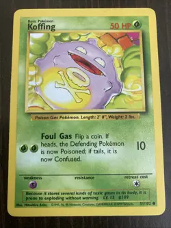 Koffing 51/102 Base Set Rare Vintage 1999 Pokemon Card - Image 1