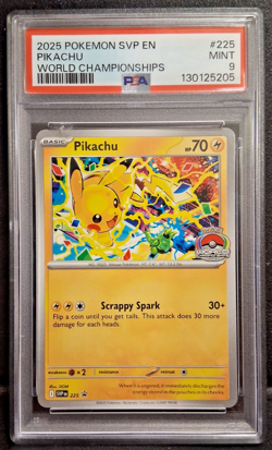 Pikachu - SVP225 (World Championship 2025) Black Star Promo PSA 9 MINT POKEMON - Image 1