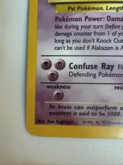 Pokemon Alakazam 1/102 Holo Rare Unlimited Edition Base Set - Image 3
