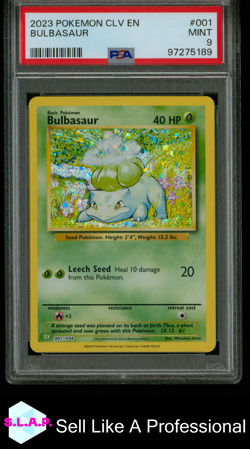 BULBASAUR POKEMON #001 2023 CLV HOLO ENGLISCH PSA 9 - Image 1