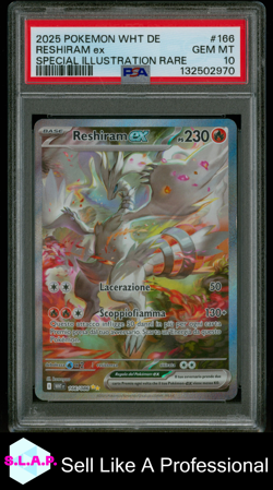 RESHIRAM EX SPECI4L ILL. RARE POKEMON GERMAN WHT DE-WHITE FLARE 2025 166 PSA 10 - Image 1