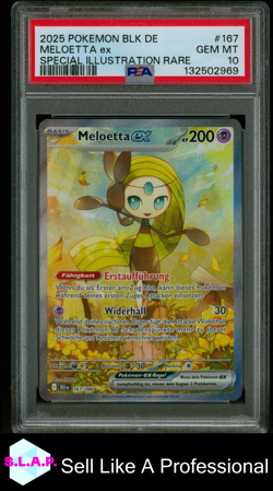 MELOETTA EX SPECI4L ILL. RARE POKEMON GERMAN BLK DE-BLACK BOLT 2025 167 PSA 10 - Image 1