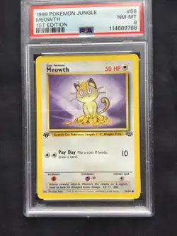 Pokemon Cards: 1st Edition Jungle Common: Meowth 56/64 PSA 8 - Image 2