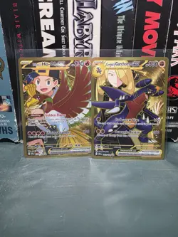 Two Gold Destined Rivals Gold Foil Card Pokemon Cynthias Garchomp & Ethans Ho-oh - Image 2