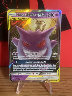 Pokemon TCG Gengar Mimikyu GX Holo Ultra Rare Card Sun Moon Team Up 53/181 - Image 1