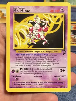 Pokemon TCG Mr Mime Base Set 2 Regular Rare Card 27/130 Near Mint Condition - Image 1