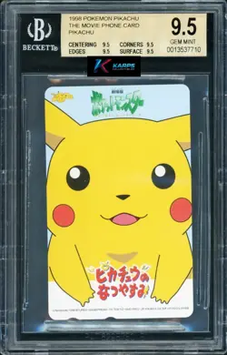 Pokemon BGS 9.5 Pikachu The Movie Phone Card 1998 Japanese Gem Mint - Image 1