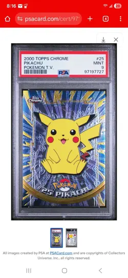 PSA 9 Pikachu Topps Chrome #25 Pokemon 2000 - Image 1