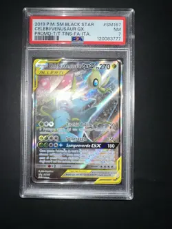 POKEMON PSA 7 CELEBI e VENUSAUR GX FULL ART SM167 PROMO T/T TINS ITALIANO 2019! - Image 4