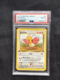 Pokemon Cards: 1st Edition Jungle Common: Spearow 62/64 PSA 8 - Image 1