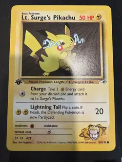 1st Edition Lt. Surge's Pikachu Gym heroes 81/132 NM Pokemon TCG - Image 1