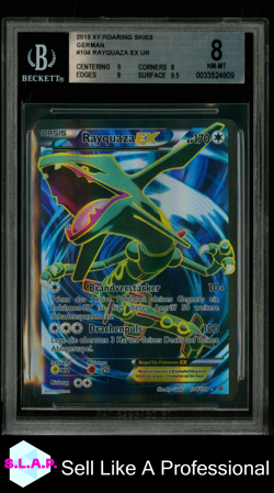 RAYQUAZA EX UR FULL ART 2015 POKEMON XY ROARING SKIES GERMAN 104 BGS 8 - Image 1