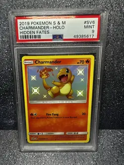2019 POKEMON SUN & MOON HIDDEN FATES #SV6 CHARMANDER-HOLO PSA 9 - Image 1