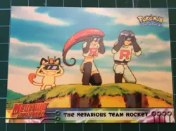 1999 Topps Pokemon Mewtwo Strikes Back #12 The Nefarious Team Rocket Blue Logo - Image 1