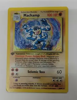 Machamp Base Set 1st Edition 8/102 Holo Rare Pokemon Card - Image 1