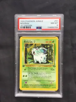 Pokemon Cards: 1st Edition Jungle Common: Nidoran 57/64 PSA 8 - Image 1