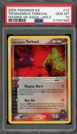 Pokemon Team Magma's Torkoal EX TM Magma Vs TM Aqua Holo Rare #12 PSA 10 - Image 1
