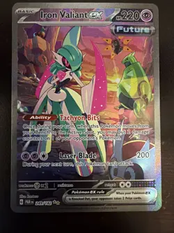 Pokemon TCG Iron Valiant EX Paradox Rift 249/182 Special Illustration Rare Card - Image 1