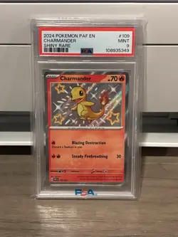 2024 POKEMON PAF EN-PALDEAN FATES SHINY RARE #109 CHARMANDER PSA 9 - Image 1