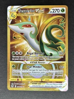 Pokemon Gold Serperior VSTAR 210/195 Silver Tempest Secret Rare - Image 1