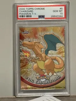 2000 TOPPS CHROME POKEMON T.V. #6 CHARIZARD PSA 10 - Image 1