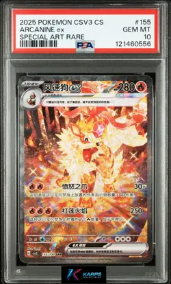 Pokemon PSA 10 Arcanine Ex #155/130 Exclusive Art Fearless Terastal 2025 Chinese - Image 1