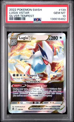2022 POKEMON SWORD & SHIELD SILVER TEMPEST #139 LUGIA VSTAR PSA 10 GEM 6482 - Image 1