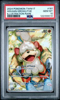Pokemon PSA 10 Hisuian Growlithe #181 TWM IT Illustration Rare 2024 Italiano - Image 2