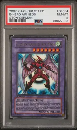 Yugioh Elementarheld Air Neos STON-DE034 Ultra Rare PSA 8 NM-Mint - Image 1