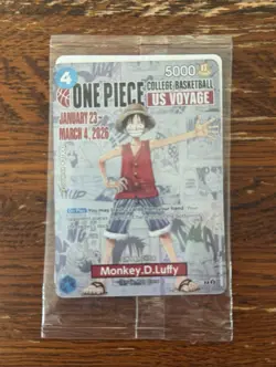 🔥🏀 Bandai One Piece Card Game Monkey D. Luffy JT000 College Bball US Voyage - Image 1