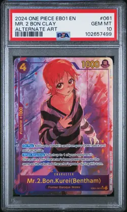 One Piece Mr.2.Bon.Kurei (Bentham) EB01-061 SEC AA PSA 10 Gem Mint - Image 1