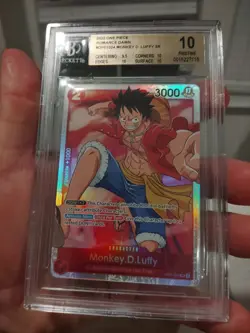 2022 One Piece Romance Dawn Monkey D Luffy SR Beckett 10 Pristine #OP01 - Image 2