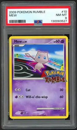 Pokemon Cards - PSA 8 Mew 10/16 - Pokemon Rumble Holo - NM-MT - PSA8 - Image 1