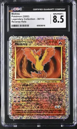 CGC 8.5 Moltres 2002 Legendary (Collection) 30/110 Reverse Holo Pokemon Card - Image 1