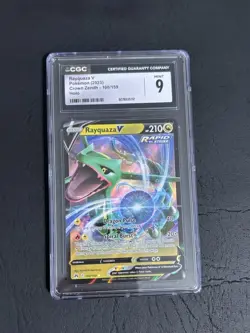 Pokemon TCG Rayquaza V Crown Zenith Holo Ultra Rare Card 100/159 CGC 9 Mint - Image 1