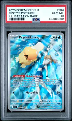 Pokemon PSA 10 Misty's Psyduck #193 DRI IT Illustration Rare 2025 Italiano - Image 2