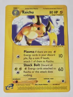 Raichu 61/165 Rare Pokemon Card Expedition E Reader Series Vintage TCG 2002 LP - Image 1